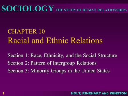 CHAPTER 10 Racial and Ethnic Relations