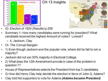 CH 13 Insights ID- Election of 1824 (Results) p 258