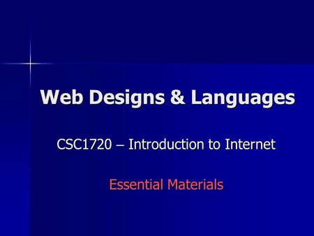 Web Designs & Languages
