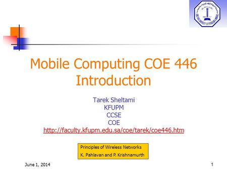 Mobile Computing COE 446 Introduction