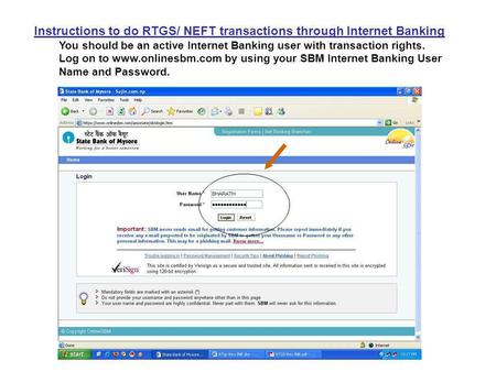 Instructions to do RTGS/ NEFT transactions through Internet Banking