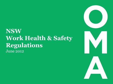 NSW Work Health & Safety Regulations June 2012.