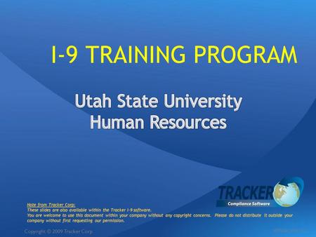 I-9 TRAINING PROGRAM Utah State University Human Resources