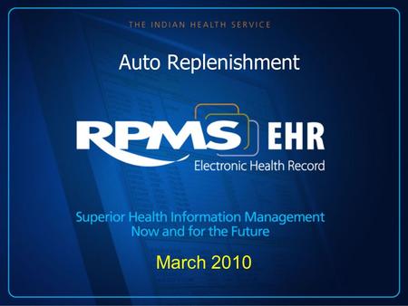 Auto Replenishment March 2010. What is Auto Replenishment? AR/WS files designate ward stock items which will be dispensed from ward stock (Omnicell/Pyxis).