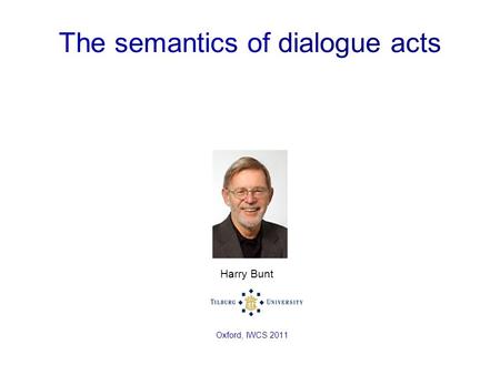 The semantics of dialogue acts Harry Bunt Oxford, IWCS 2011.