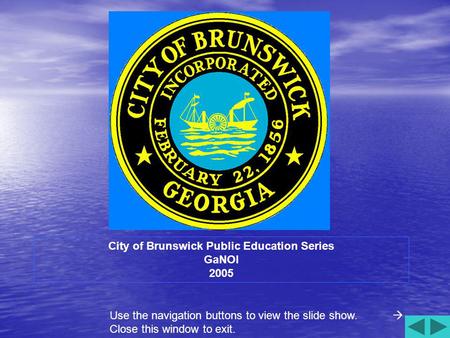 City of Brunswick Public Education Series GaNOI 2005 Use the navigation buttons to view the slide show. Close this window to exit.