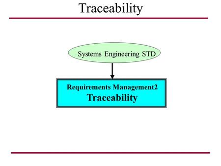 Traceability Requirements Management2 Traceability Systems Engineering STD.