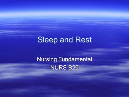 Nursing Fundamental NURS B20