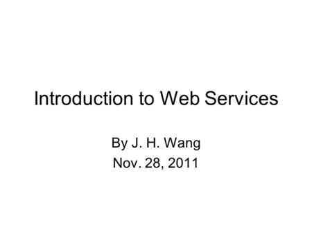 Introduction to Web Services