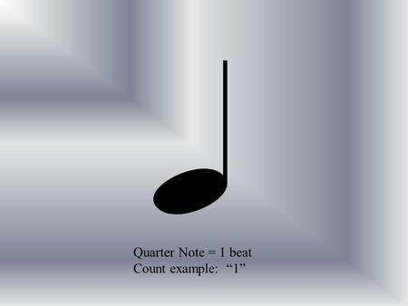 Quarter Note = 1 beat Count example: 1. Eighth Notes = 1/2 beat Count example: 1 & Or single…
