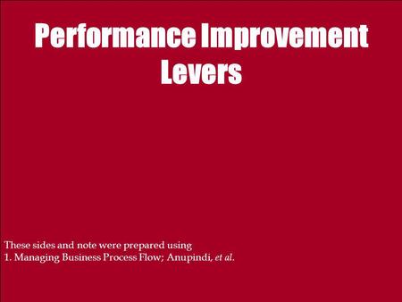 Performance Improvement Levers