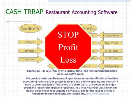 CASH TRRAP Restaurant Accounting Software