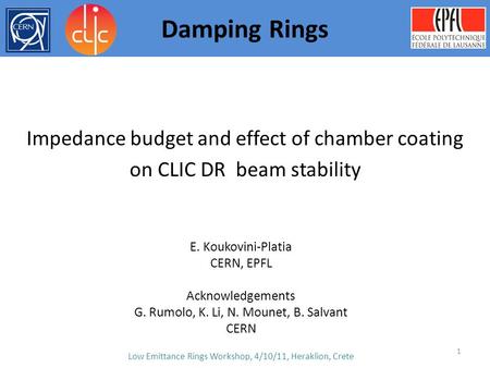 Damping Rings Impedance budget and effect of chamber coating