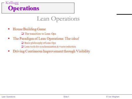 Lean Operations House Building Game