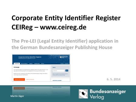 Corporate Entity Identifier Register CEIReg – www. ceireg