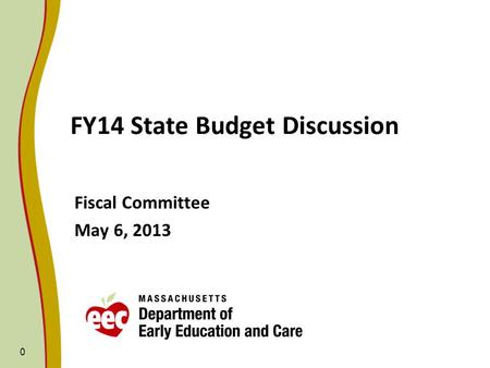 0 FY14 State Budget Discussion Fiscal Committee May 6, 2013.