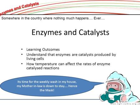 Enzymes and Catalysts Learning Outcomes Understand that enzymes are catalysts produced by living cells How temperature can affect the rates of enzyme catalysed.