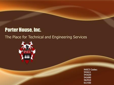 The Place for Technical and Engineering Services NAICS Codes: 541611 541620541690562910611430.
