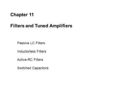 Filters and Tuned Amplifiers