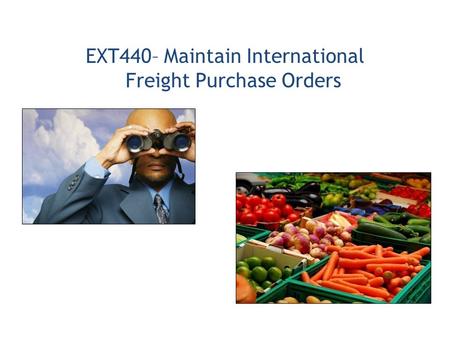 EXT440– Maintain International Freight Purchase Orders.