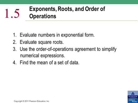 Exponents, Roots, and Order of Operations
