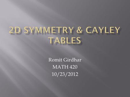 2D Symmetry & Cayley Tables