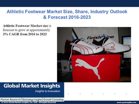 © 2016 Global Market Insights, Inc. USA. All Rights Reserved www.gminsights.com Athletic Footwear Market Size, Share, Industry Outlook & Forecast 2016-2023.