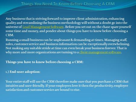 Things You Need To Know Before Choosing A CRM