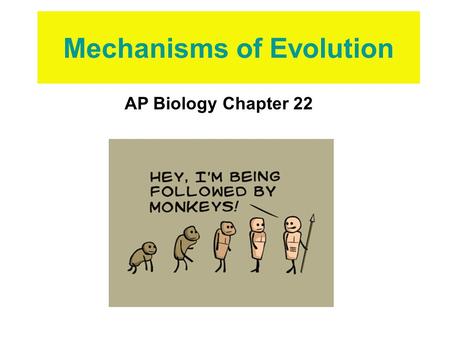 Mechanisms of Evolution AP Biology Chapter 22. Endless Forms Most Beautiful A new era of biology began in 1859 when Charles Darwin published The Origin.