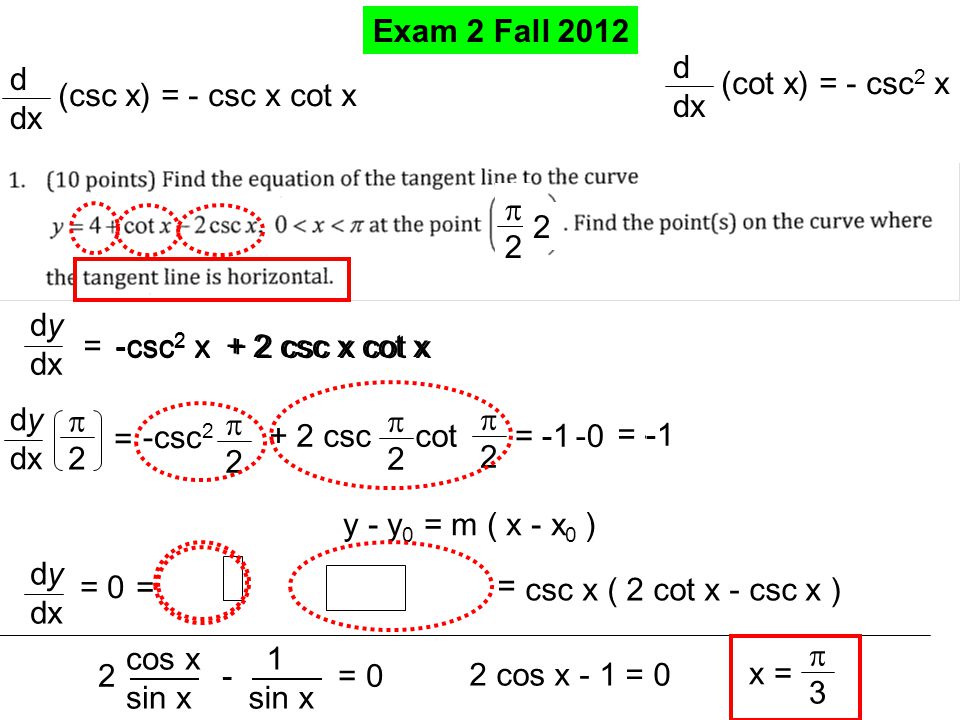 Exam 2 Fall 12 D Dx Cot X Csc2 X D Dx Csc X Csc X Cot X Ppt Video Online Download Exam 2 Fall 12 D Dx Cot X Csc2 X D Dx Csc X Csc X Cot X Ppt Video Online Download