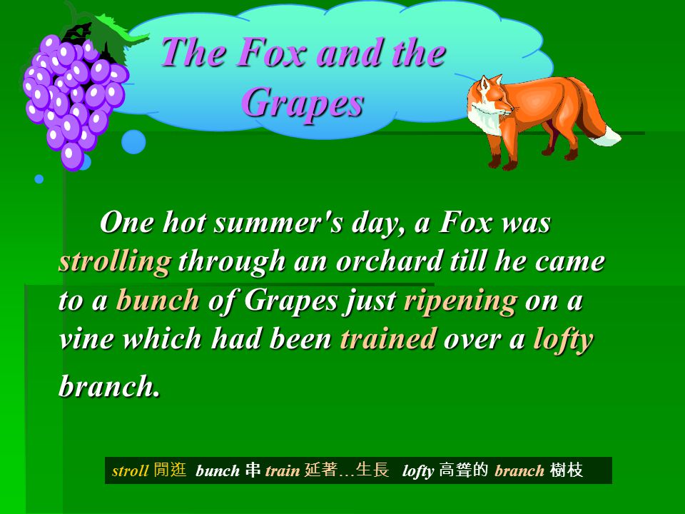 story of fox and grapes with picture