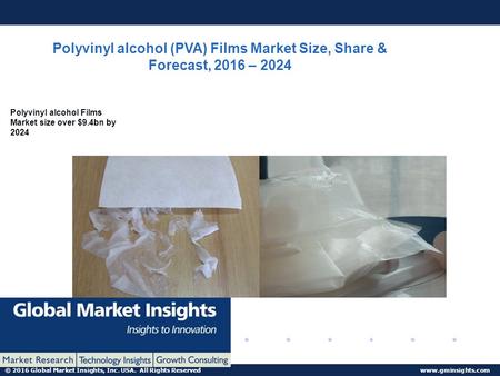 © 2016 Global Market Insights, Inc. USA. All Rights Reserved  Polyvinyl alcohol (PVA) Films Market Size, Share & Forecast, 2016 – 2024.