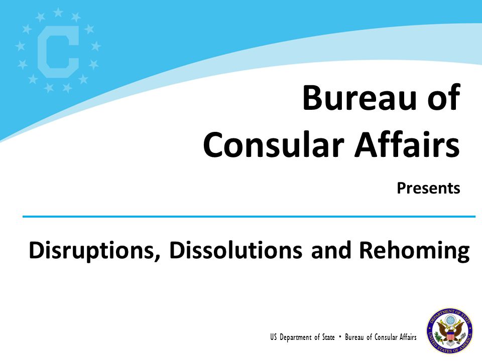 Disruptions, Dissolutions and Rehoming US Department of State  Bureau of Consular  Affairs Bureau of Consular Affairs Presents. - ppt download