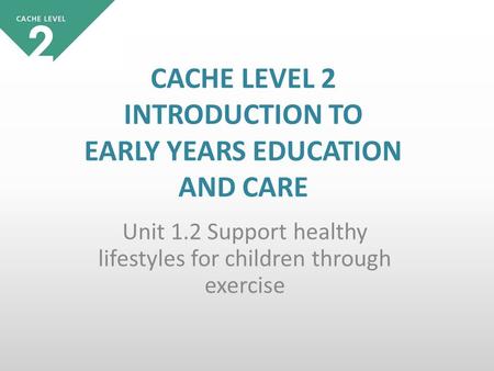 Unit 1.2 Support healthy lifestyles for children through exercise