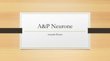 A&P Neurone Amanda Dunne. Lesson Objectives  At the end of this lesson you will be able to  Label a neurone and describe their organisation in nervous.