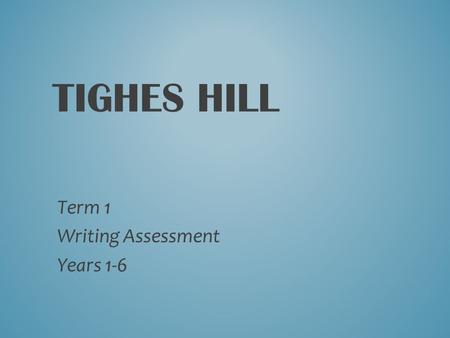 TIGHES HILL Term 1 Writing Assessment Years 1-6. Today you are going to write a narrative or story. Part of your idea is this giant cat with the man in.