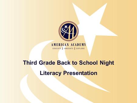Third Grade Back to School Night Literacy Presentation.