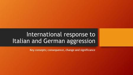 International response to Italian and German aggression
