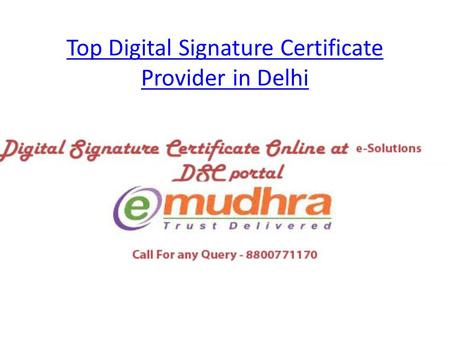 Top Digital Signature Certificate Provider in Delhi.