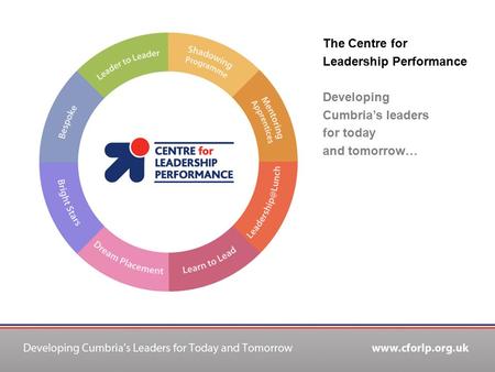 The Centre for Leadership Performance Developing Cumbria’s leaders for today and tomorrow…
