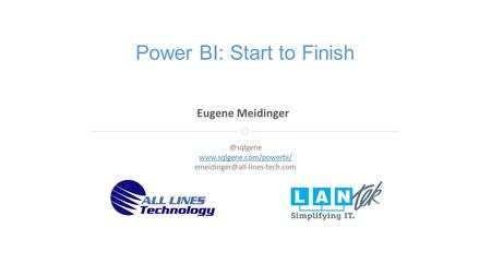 Eugene Meidinger Power BI: Start to