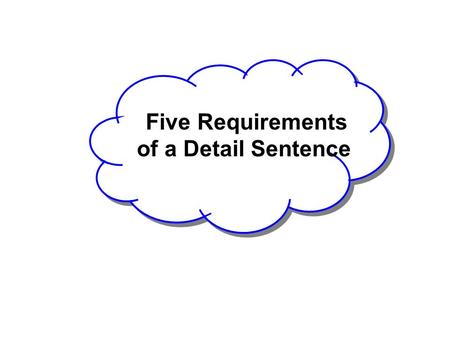Five Requirements of a Detail Sentence. Let’s Review 1. Related Information 2. Logical Sequence SITS 3. Transitions.
