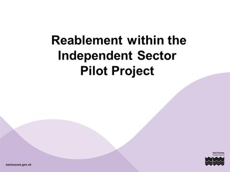 Reablement within the Independent Sector Pilot Project.