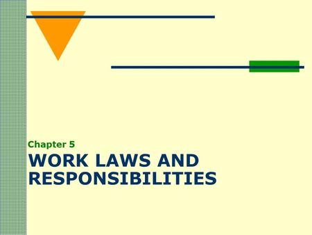 WORK LAWS AND RESPONSIBILITIES Chapter 5. Required Work Forms  Form W-4: Employee’s Withholding Allowance Certificate  Social Security forms  Work.