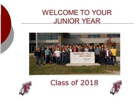 WELCOME TO YOUR JUNIOR YEAR Class of 2018. Know Your School Counselor: School Counselors Meg Hanley (A-Fi) 946-2356 Ben Farley (Fl-La)946-2169 Stacy Schuster.