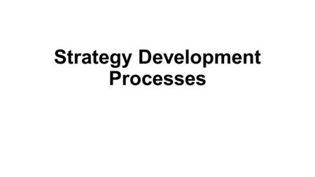 Strategy Development Processes. Learning Outcomes (1) Explain what is meant by intended and emergent strategy development Identify intended process strategy.