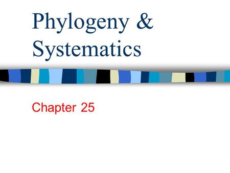 Phylogeny & Systematics Chapter 25. What you need to know! The taxonomic categories and how they indicate relatedness. How systematics is used to develop.