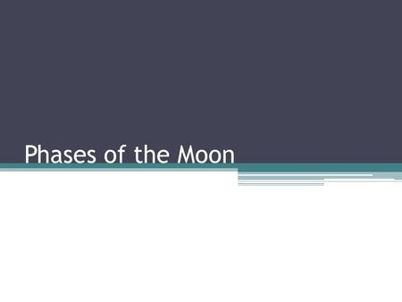 Phases of the Moon. Types of Moon Phases New moon -occurs when the moon is positioned between the earth and sun. The entire illuminated portion of the.