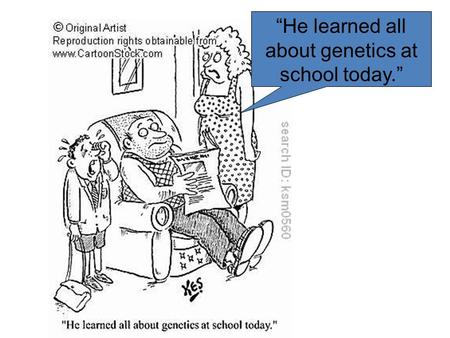 “He learned all about genetics at school today.”.