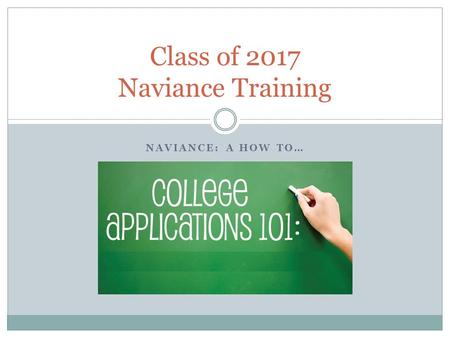 NAVIANCE: A HOW TO… Class of 2017 Naviance Training.